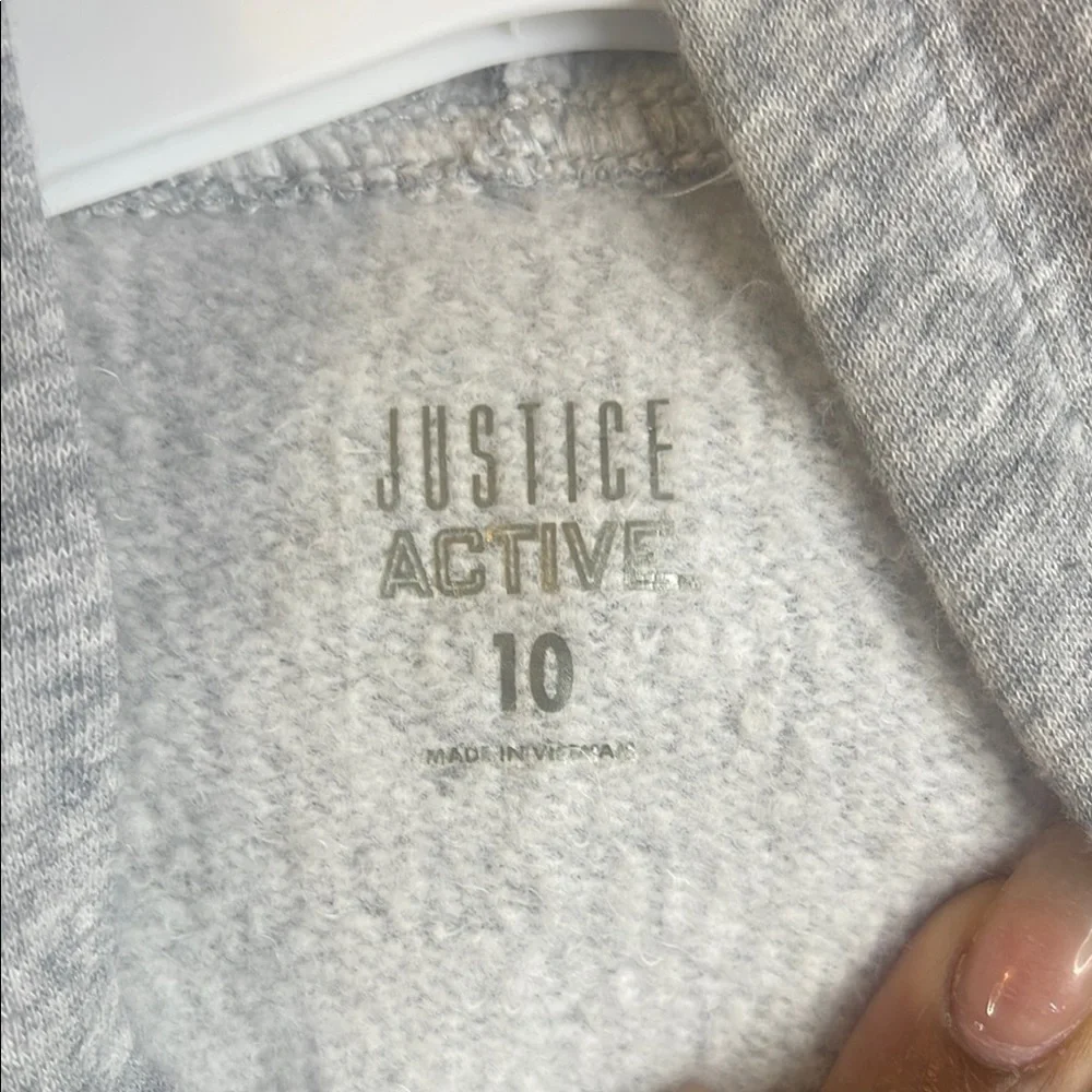 Justice Girls Active Gray Cropped Hooded Sweatshirt Size 10 #32